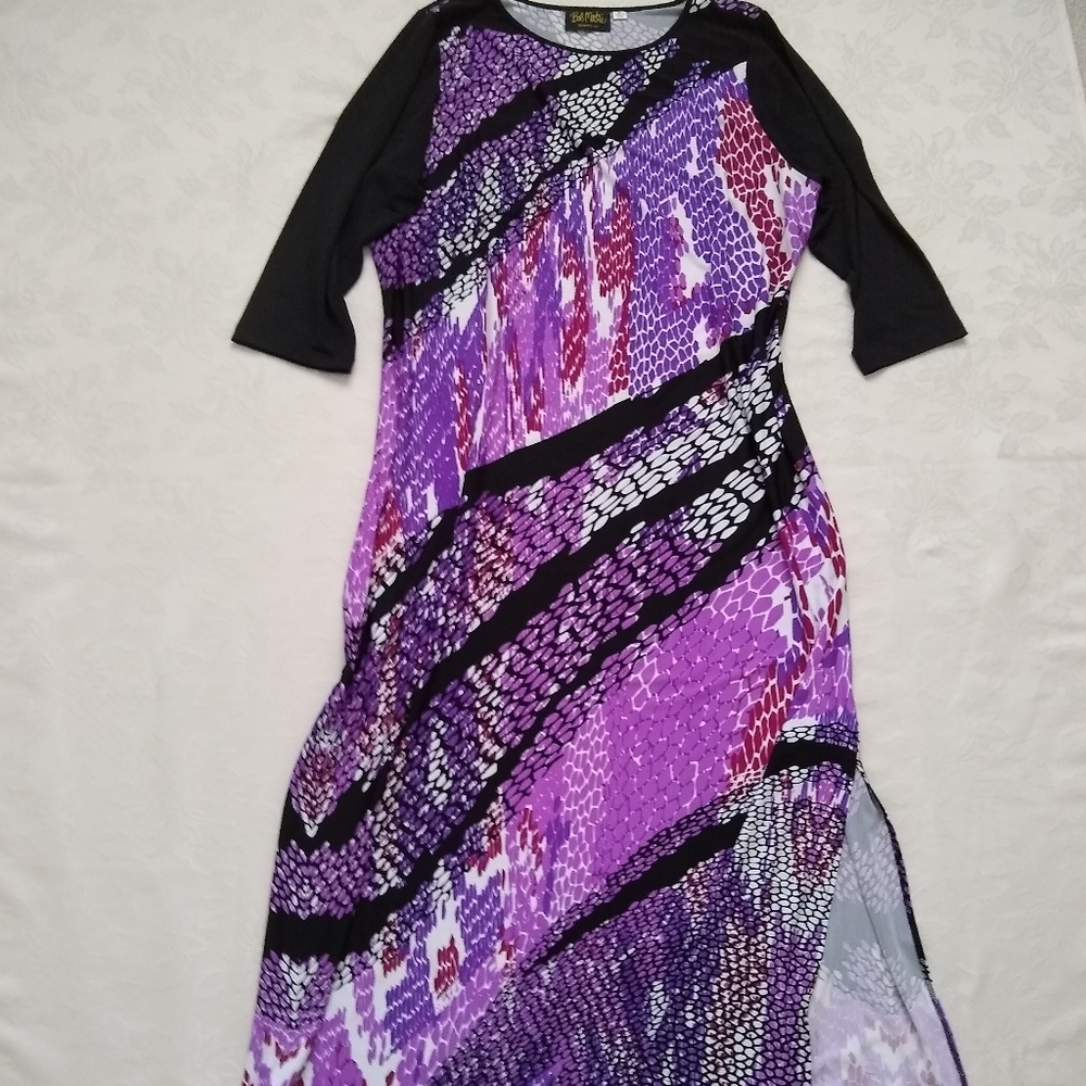 Purple Wearable Art Maxi Column Dress Gem